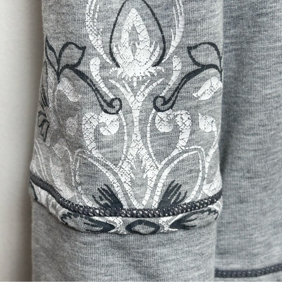 Y2K Athleta Floral Gray Full Zip Long Hoodie Jacket XS - Picture 9 of 12